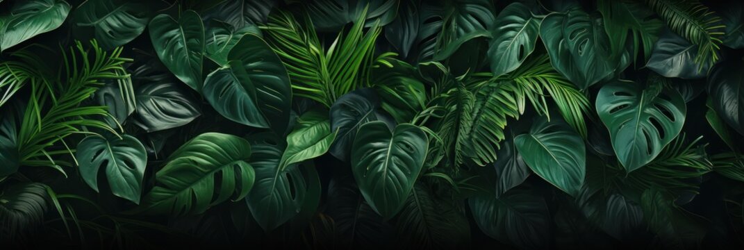 illustration of tropical leaves background, generative AI