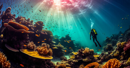 Obraz na płótnie Canvas Colorful Tropic Reef - Scuba Diving Adventure