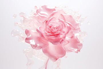 Elegant illustration of a watery gel rose petals, representing romantic beauty and botanical artistry