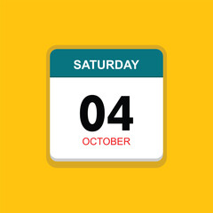 october 04 saturday icon with yellow background, calender icon