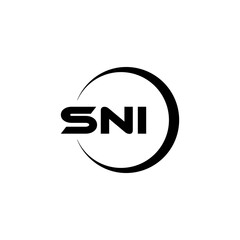 SNI letter logo design with white background in illustrator, cube logo, vector logo, modern alphabet font overlap style. calligraphy designs for logo, Poster, Invitation, etc.