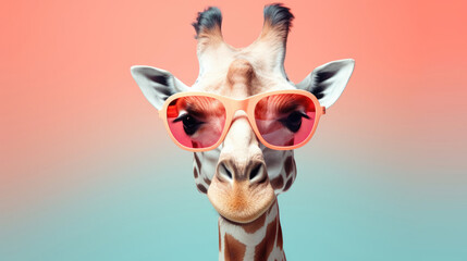 giraffe Portrait of Animal in fashion with pastel color background © basketman23