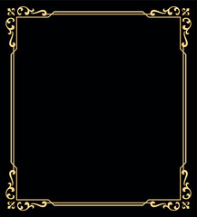 Decorative frame Elegant vector element for design in Eastern style, place for text. Floral golden and black border. Lace illustration for invitations and greeting cards