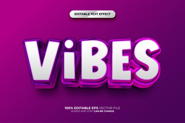 Vibes Vector 3D Editable Text Effect Style, or vector Vibes text effect template, editable text effect