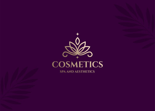 Beautiful and luxurious lotus flower logo design for beauty and spa cosmetic products