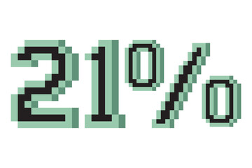 Fototapeta premium percent with pixel art 3d. Vector illustration.