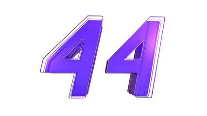 Creative purple glossy 3d number 44