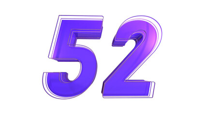 Creative purple glossy 3d number 52