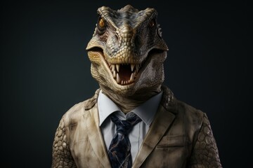 恐竜の顔のビジネスマン,Generative AI AI画像