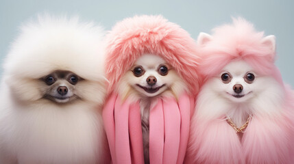 Obraz premium Portrait of DOG in fashion with pastel color background