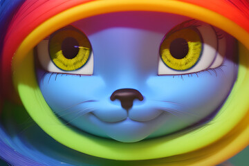 pltn-rainbow cat1, generate ai, 생성형, 인공지능 - obrazy, fototapety, plakaty