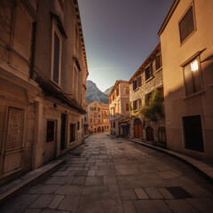 Fototapeta na wymiar Kotor in Montenegro, street. AI generative