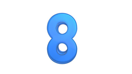 Creative blue glossy 3d number 8