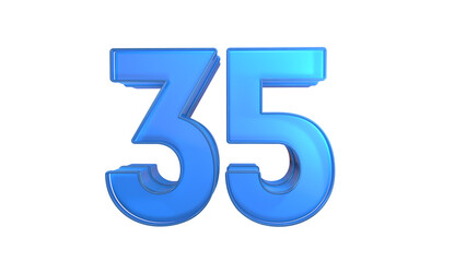 Creative blue glossy 3d number 35