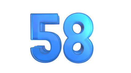 Creative blue glossy 3d number 58