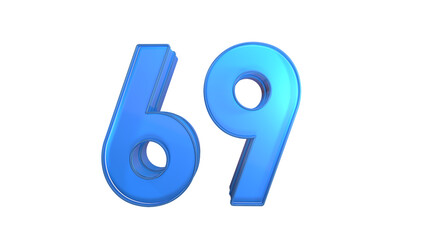 Creative blue glossy 3d number 69