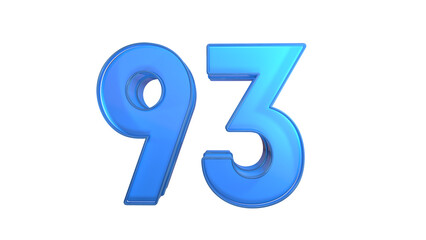 Creative blue glossy 3d number 93
