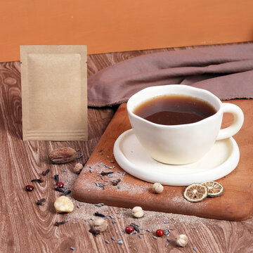 cup of coffee with cinnamon and spices