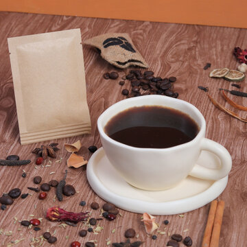 cup of coffee with chocolate and cinnamon