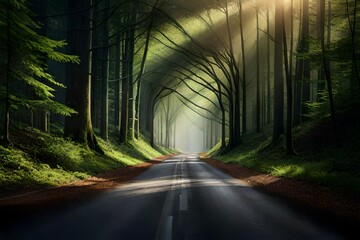 road in the forest generated by AI technology