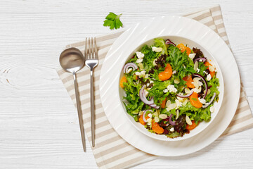 Mandarin Orange Salad in white bowl, top view