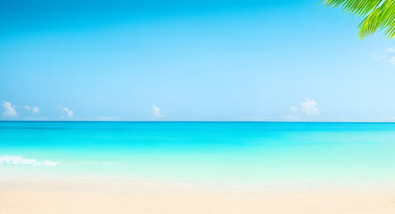 Fototapeta na wymiar Blurred tropical beach background. Summer vacation