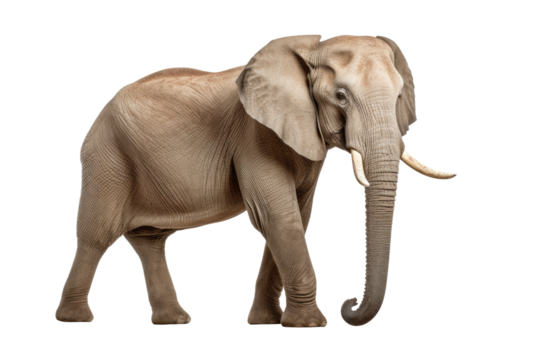 Elephant isolated on transparent background, side view