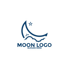 Moon logo vector icon, simple moon logo design template