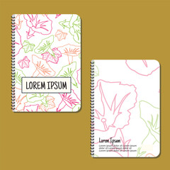 Cover page templates. flowers and leaves pattern layouts. Applicable for notebooks and journals, planners, brochures, books, catalogs etc. Repeat patterns and masks used, able to resize.