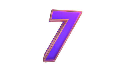 Creative clean purple glossy 3d number 7