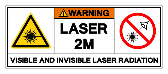 Warning Laser 2M Visible And Invisible Laser Radiation Symbol Sign ,Vector Illustration, Isolate On White Background Label. EPS10