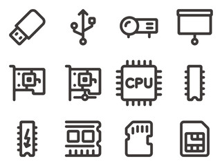 製品設計やアプリ開発やプログラミングに最適な、シンプルで使いやすいIT機器アイコンセットNo.13