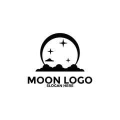Moon logo vector icon, simple moon logo design template