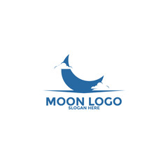 Moon logo vector icon, simple moon logo design template