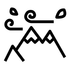 Windy multiple peak mountain flat outline