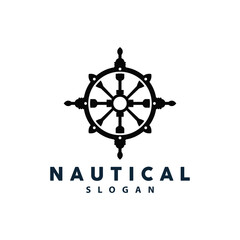 Ship Rudder Logo, Elegant Nautical Maritime Vector Simple Minimalist Design Ocean Sailing Ship