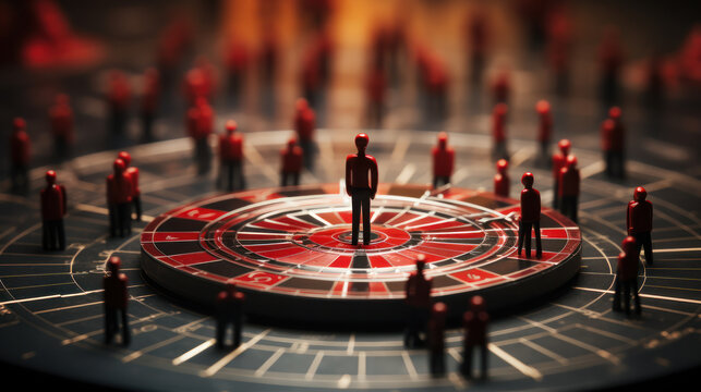 Navigating Success: Red Dartboard and Black Arrow Illustrate Customer Focus. Generative AI