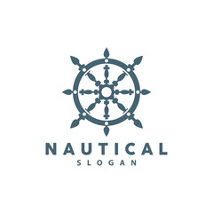 Ship Rudder Logo, Elegant Nautical Maritime Vector Simple Minimalist Design Ocean Sailing Ship