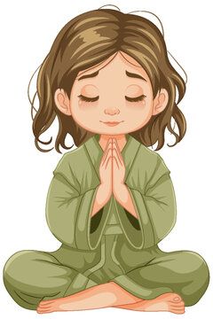 Young Girl Praying in Meditation