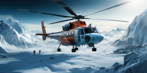 Fototapeta na wymiar Chopper on Ice: Alpine Glacier Rescue