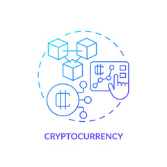 2D cryptocurrency gradient thin line icon concept, isolated vector, illustration representing digital currency.