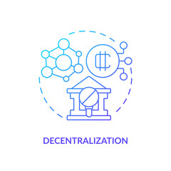 2D decentralization gradient thin line icon concept, isolated vector, illustration representing digital currency.