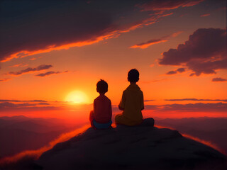 The Horizon of Friendship Embracing the Sunset