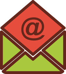 email message flat icon 3 colors.