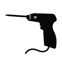 Soldering Gun Silhouette. Black and White Icon Design Elements on Isolated White Background