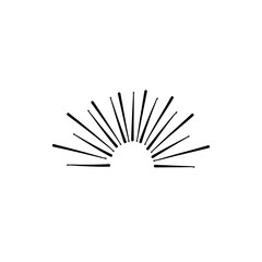 Obraz premium black doodle sun rays, a set of vintage hand-drawn design elements, halves of the rising sun, explosion, fireworks, vector illustration