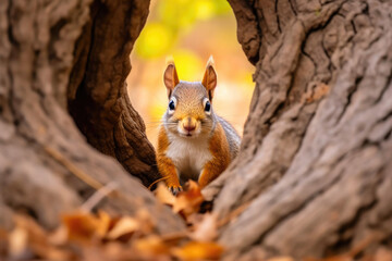 Naklejka na ściany i meble Nature's Acrobat: Complete Squirrel View