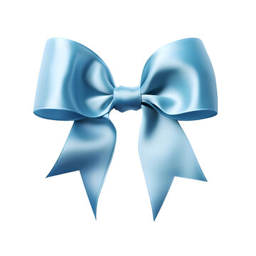 Blue gift bow ribbon isolated