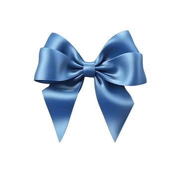 Blue gift bow ribbon isolated