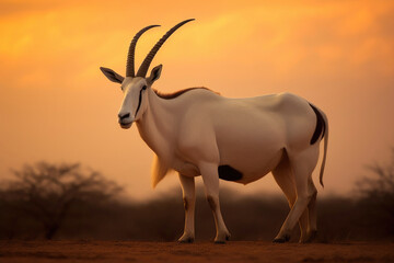 Majestic Scimitar-horned Oryx in Wide View